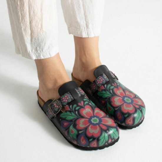 Sabot da donna basso a punta chiusa con fantasia Clogs con stampa Colorate Sabot da donna basso a punta chiusa con fantasia