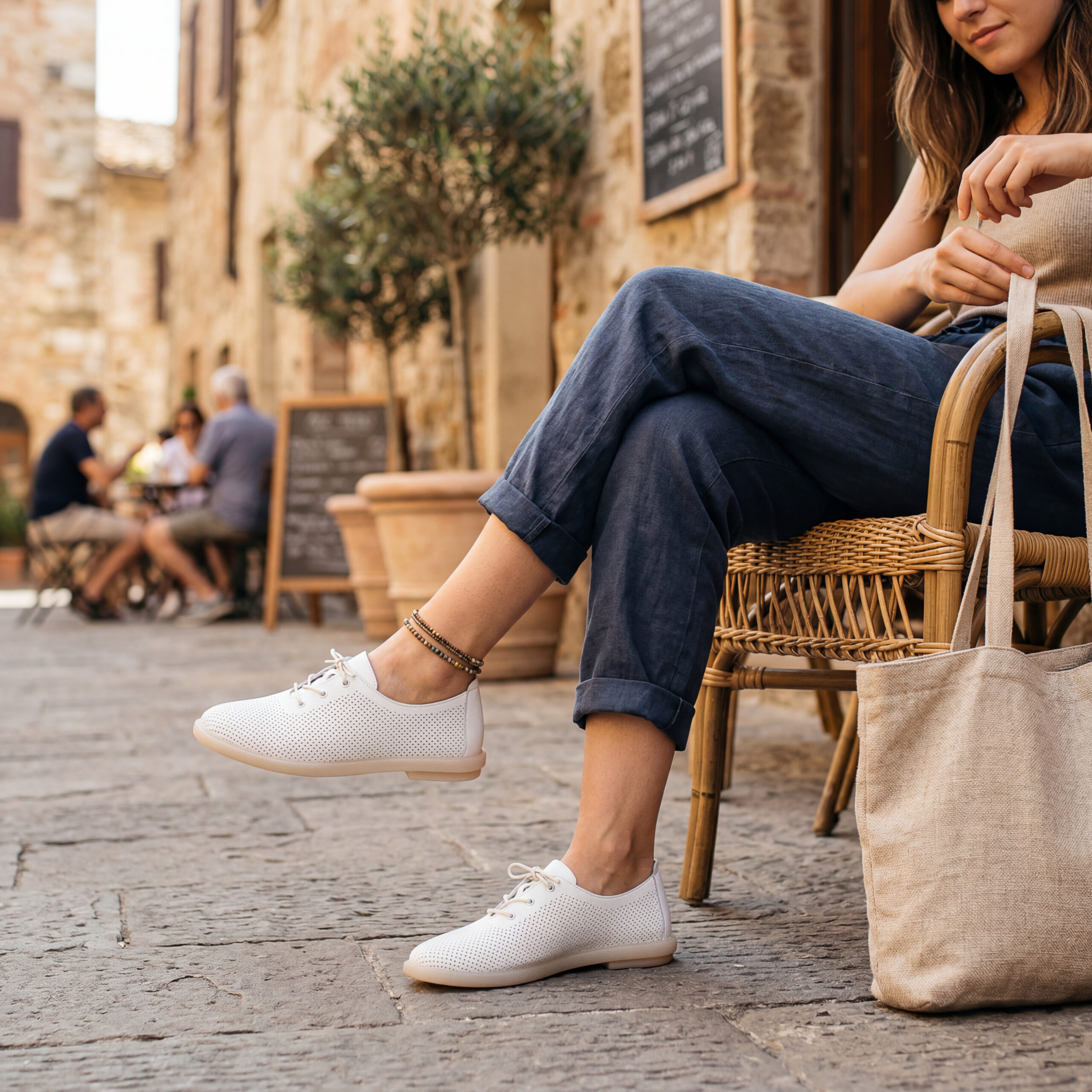 Scarpe comodissime bianche da donna in pelle con memory foam Scarpe casual da donna 8 Scarpe comodissime bianche da donna in pelle con memory foam - dettaglio