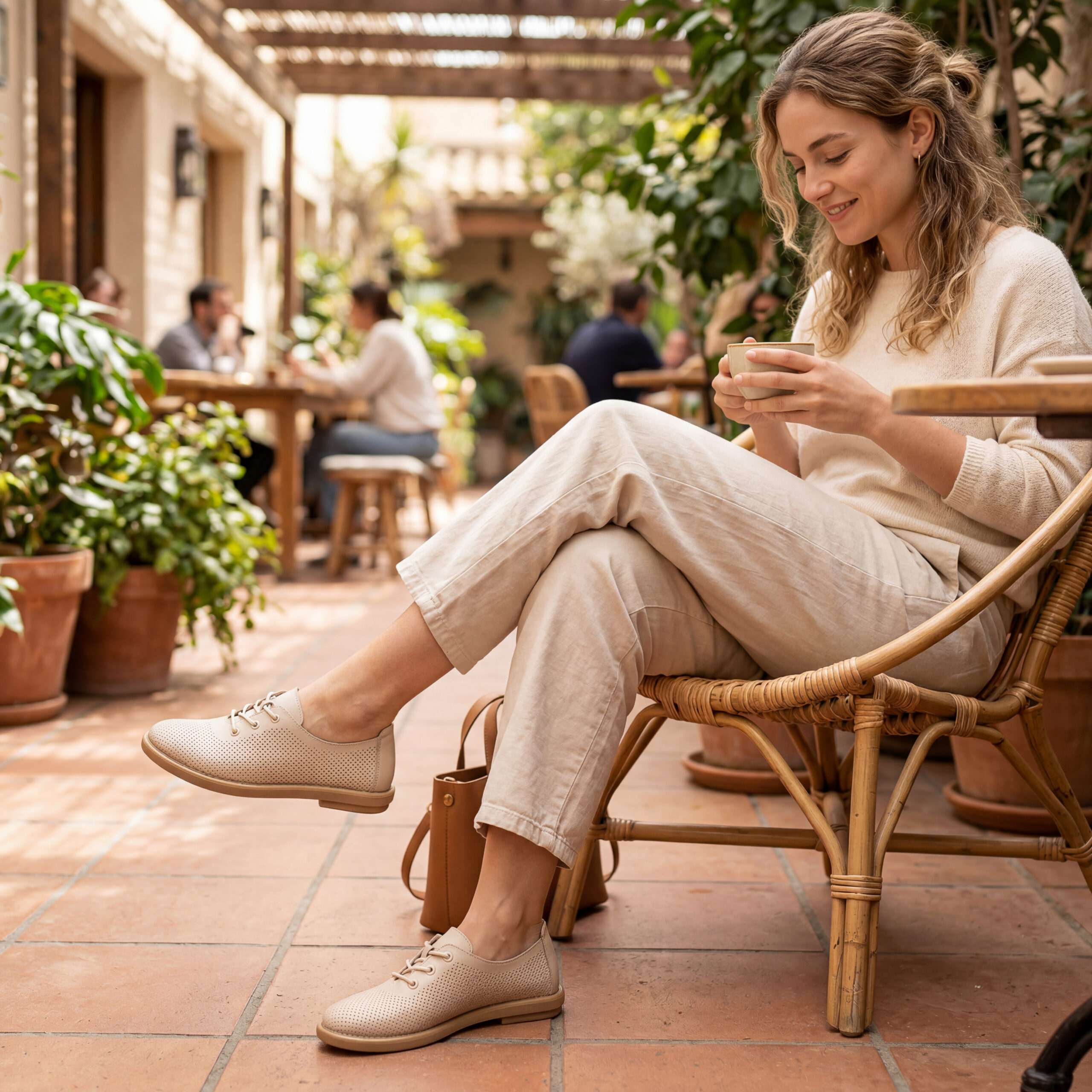 Scarpe comodissime beige da donna in pelle con memory foam Scarpe casual da donna 2 Scarpe comodissime beige da donna in pelle con memory foam - Бежов
