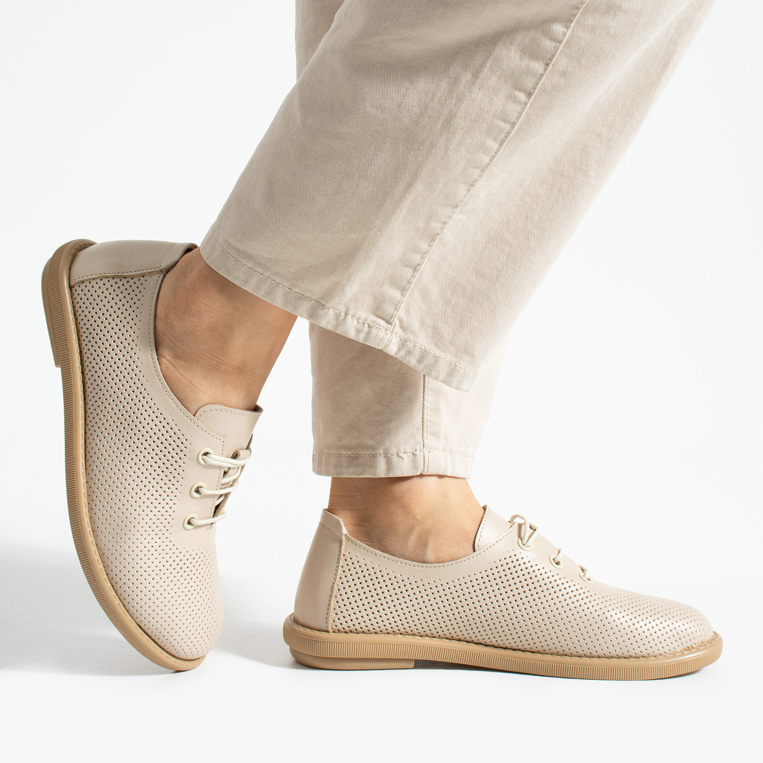Scarpe comodissime beige da donna in pelle con memory foam Scarpe casual da donna 3 Donna TS Memory Lite от Естествена кожа