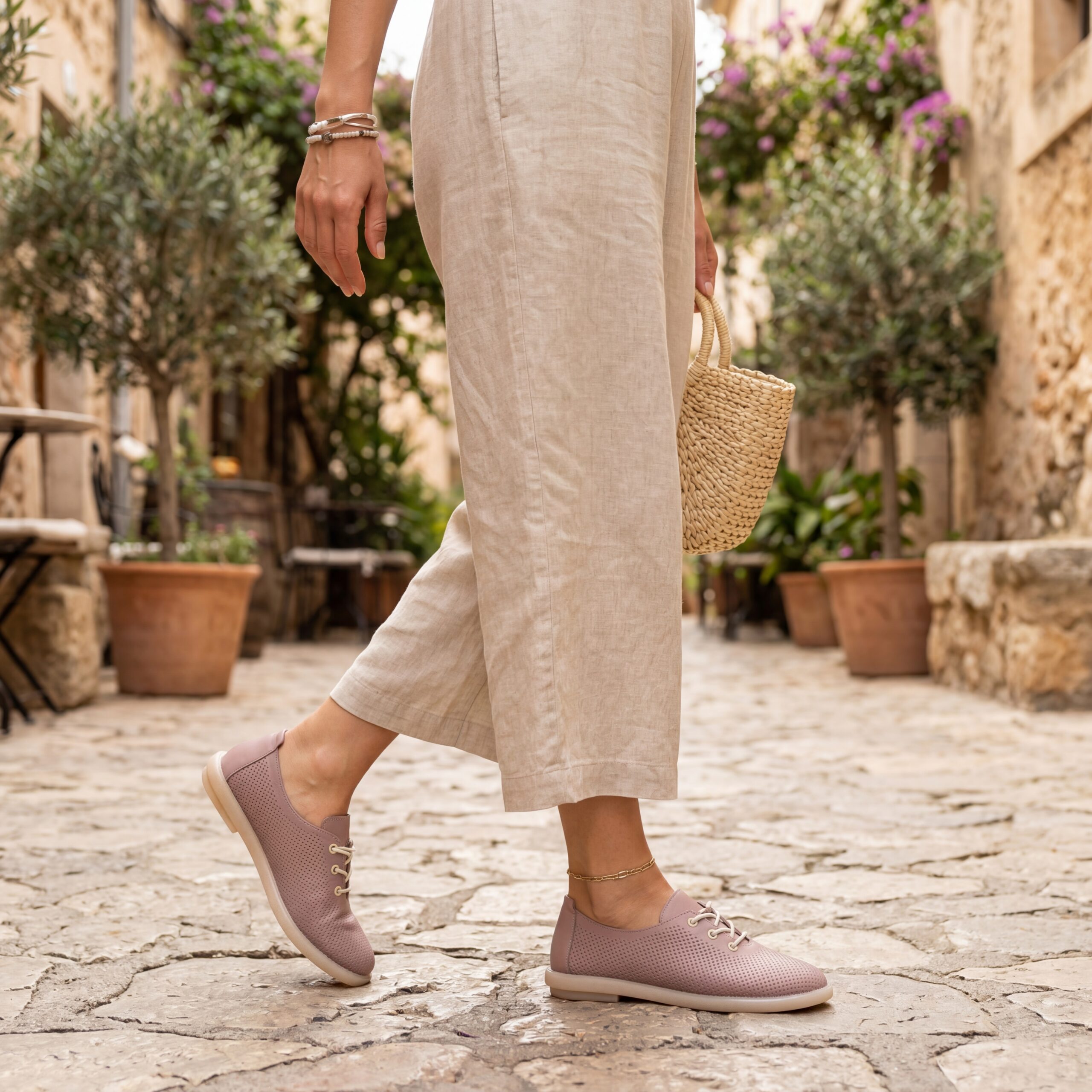 Scarpe comodissime rosa da donna in pelle con memory foam Scarpe casual da donna 2 Scarpe comodissime rosa da donna in pelle con memory foam - Розов