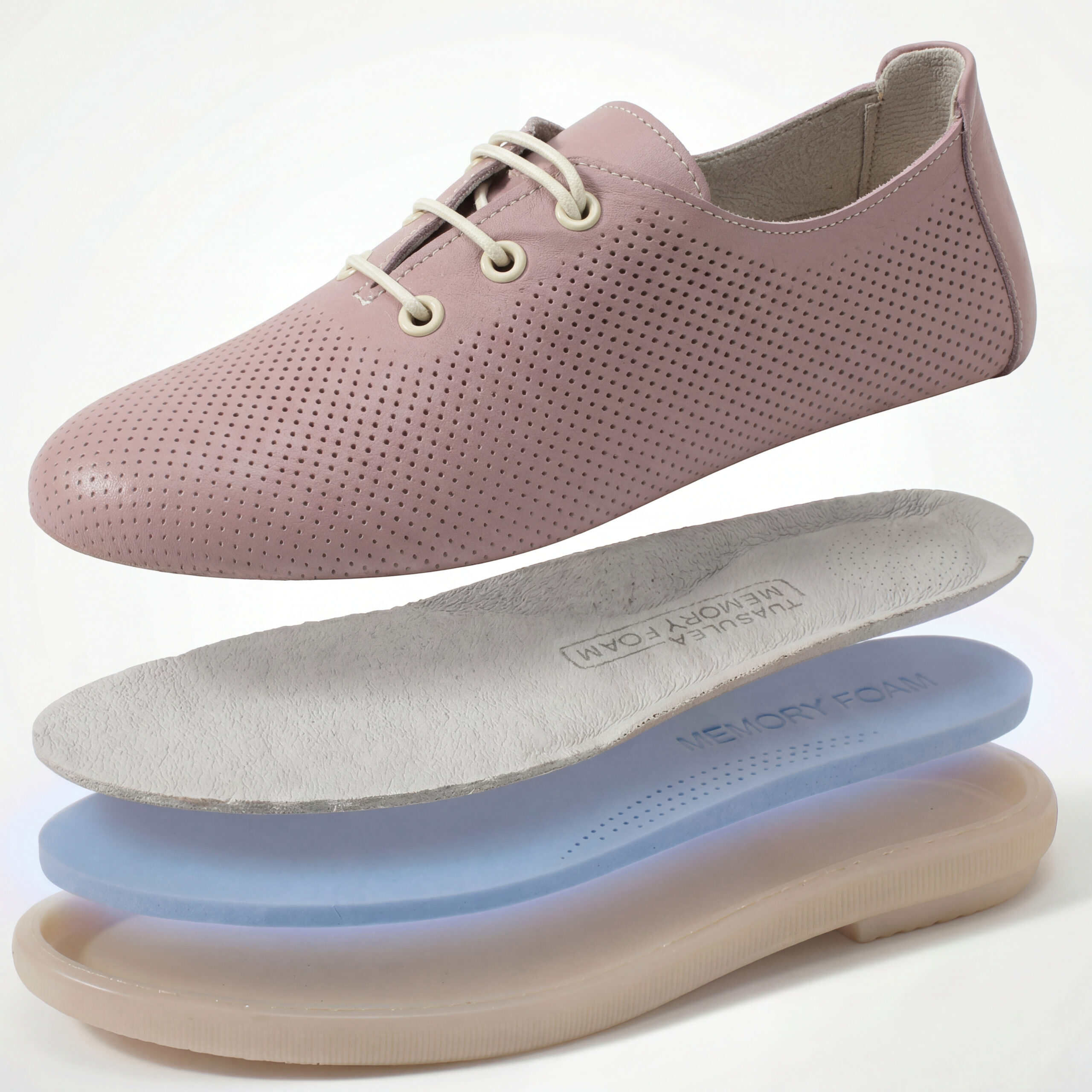 Scarpe comodissime rosa da donna in pelle con memory foam Scarpe casual da donna 7 Scarpe comodissime rosa da donna in pelle con memory foam - vista dall'alto