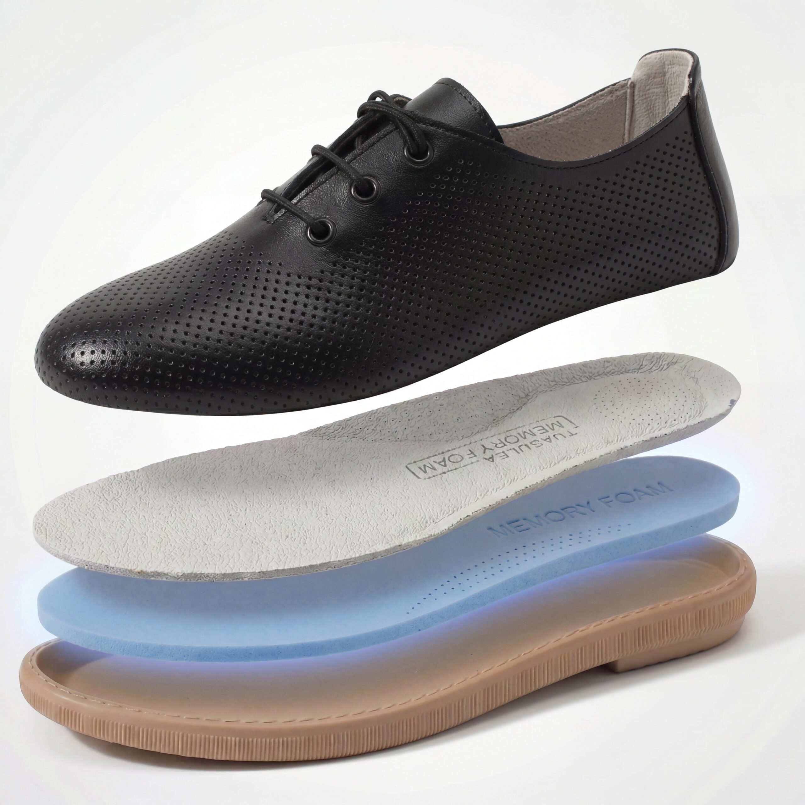 Scarpe comodissime nere da donna in pelle con memory foam Scarpe casual da donna 7 Scarpe comodissime nere da donna in pelle con memory foam - vista dall'alto