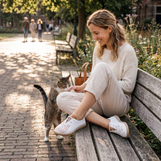 Scarpe comodissime bianche da donna in pelle con memory foam - Бял Розов
