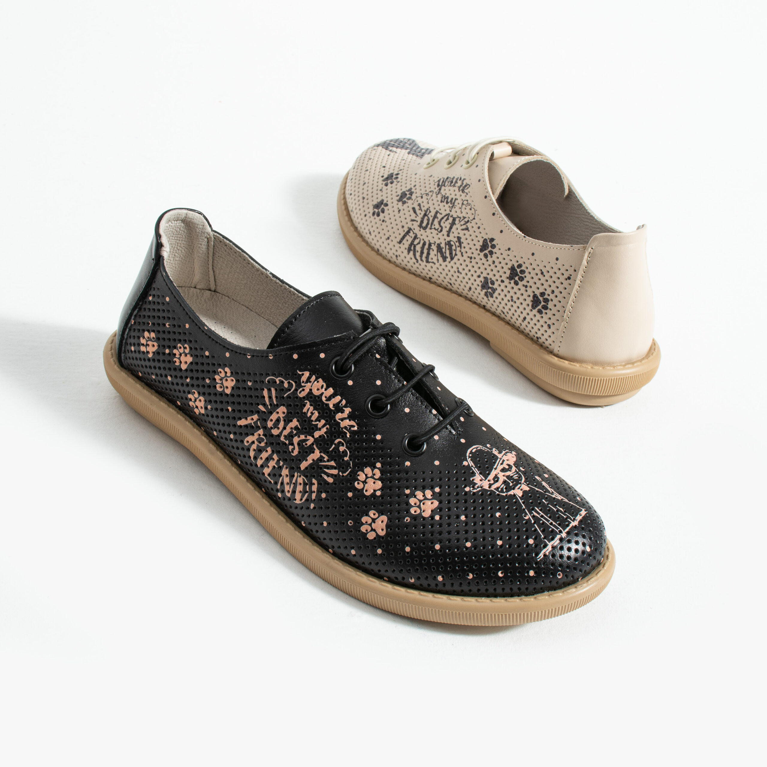 Scarpe comodissime bicolore da donna in pelle con memory foam Scarpe casual da donna 6 Scarpe comodissime bicolore da donna in pelle con memory foam - vista laterale