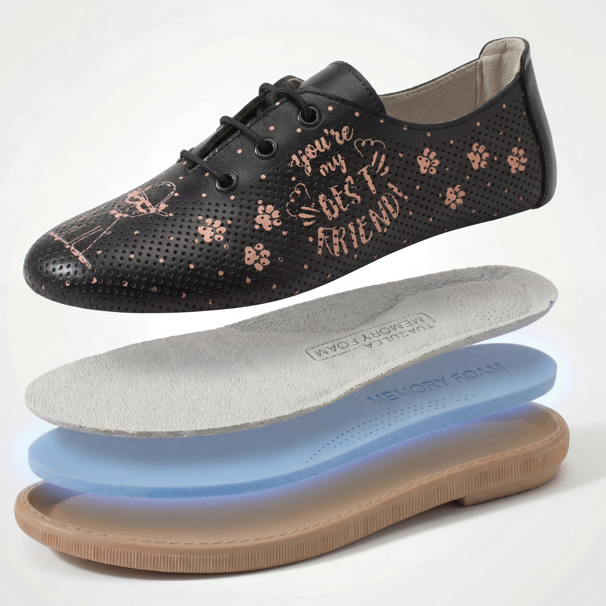 Scarpe comodissime bicolore da donna in pelle con memory foam Scarpe casual da donna 7 Scarpe comodissime bicolore da donna in pelle con memory foam - vista dall'alto
