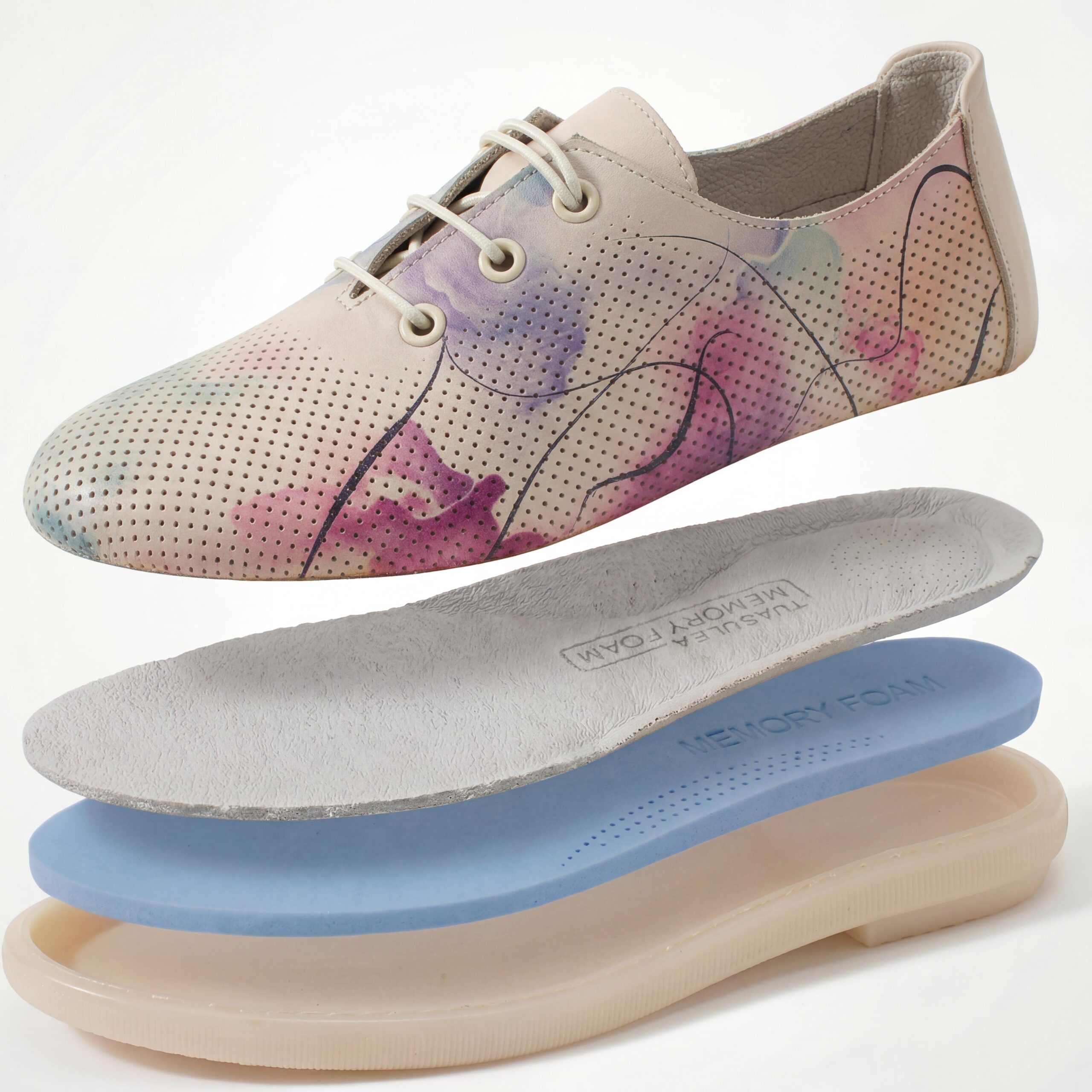 Scarpe comodissime colorate da donna in pelle con memory foam Scarpe casual da donna 7 Scarpe comodissime colorate da donna in pelle con memory foam - vista dall'alto