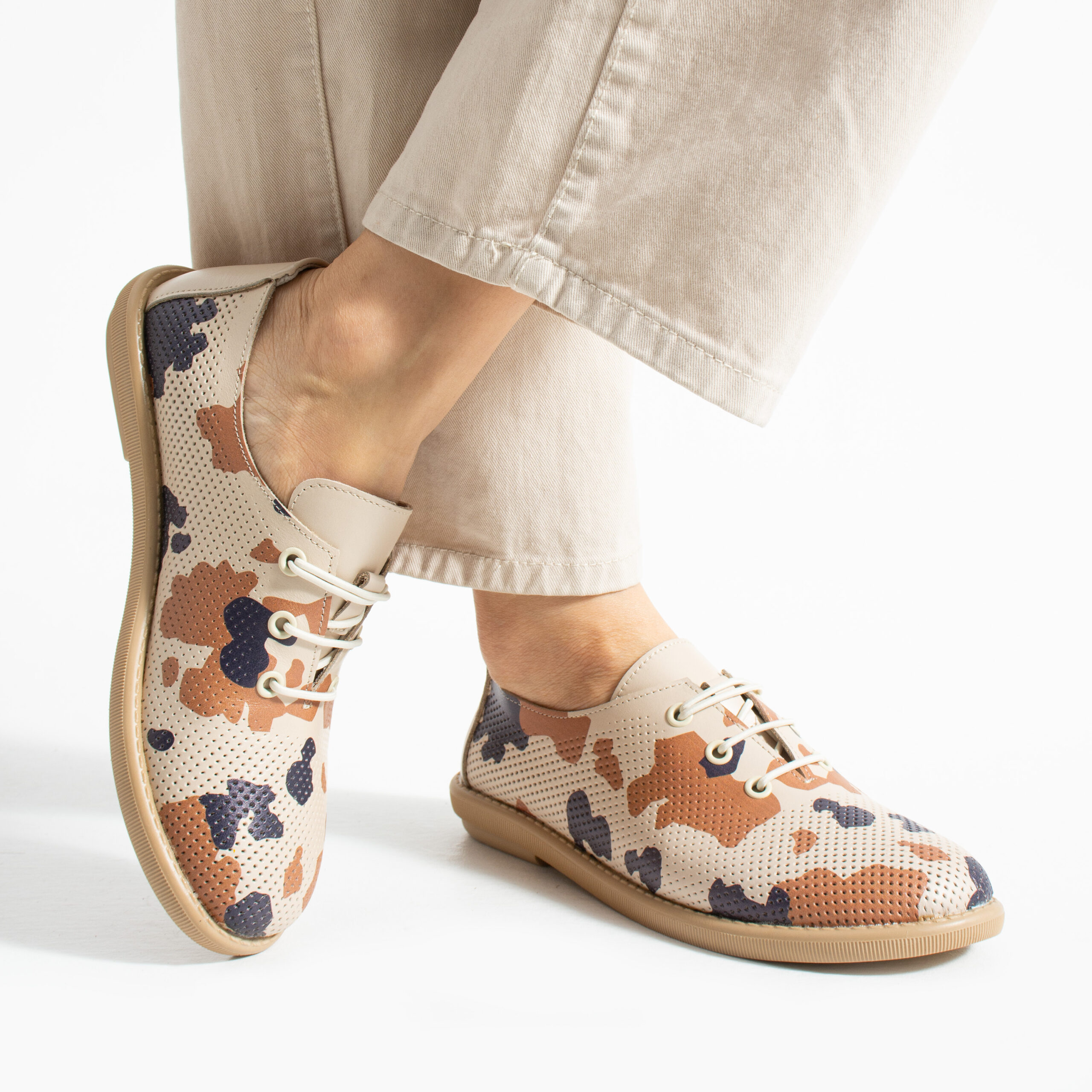 Scarpe comodissime da donna in pelle con memory foam effetto camouflage Scarpe casual da donna 3 Donna TS Memory Lite от Естествена кожа