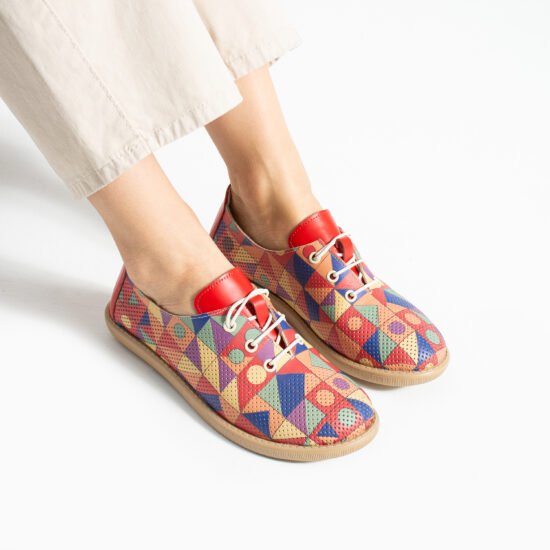 Scarpe comodissime in pelle con stampa colorata e memory foam Scarpe casual da donna Scarpe comodissime in pelle con stampa colorata e memory foam