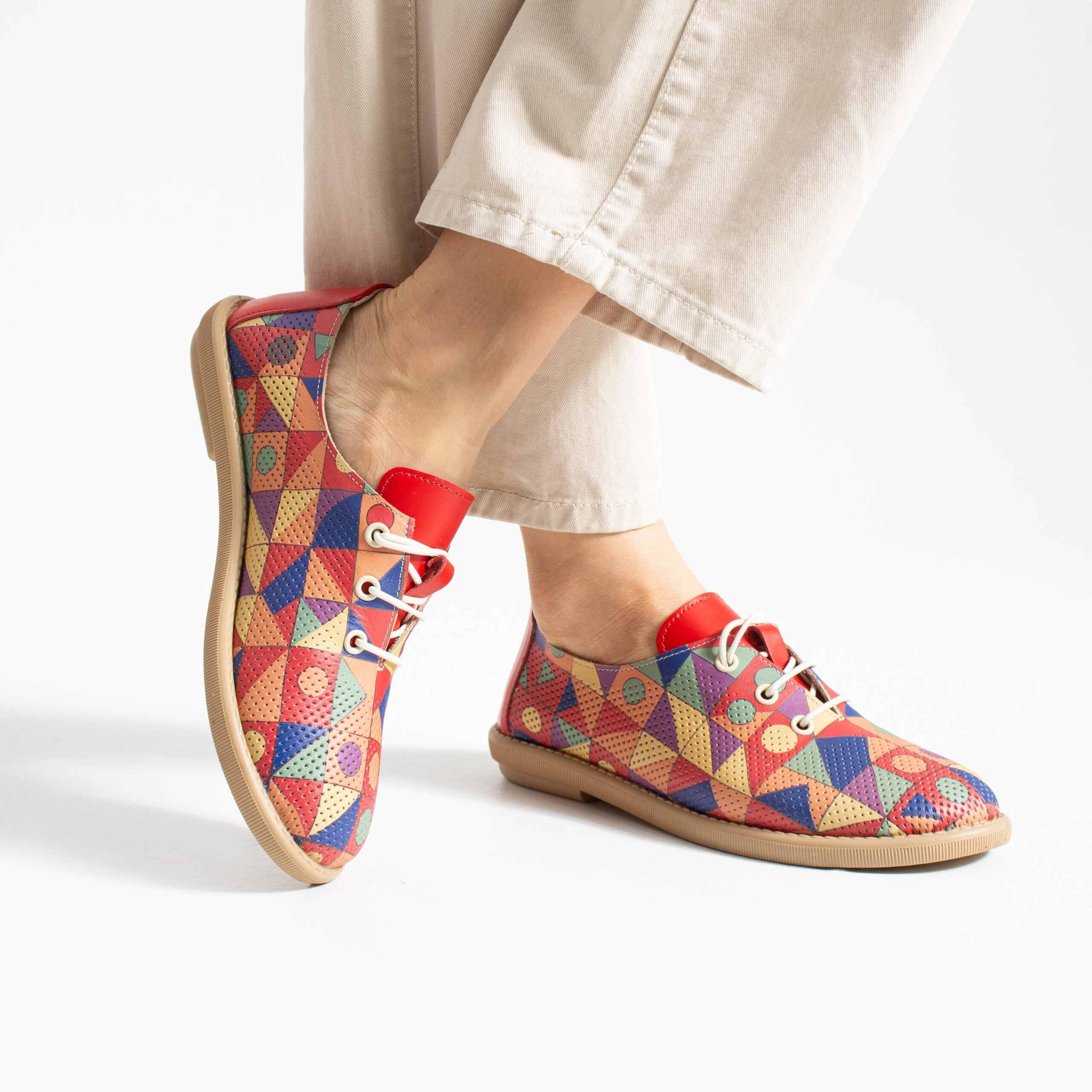 Scarpe comodissime in pelle con stampa colorata e memory foam Scarpe casual da donna 3 Donna TS Memory Lite от Естествена кожа
