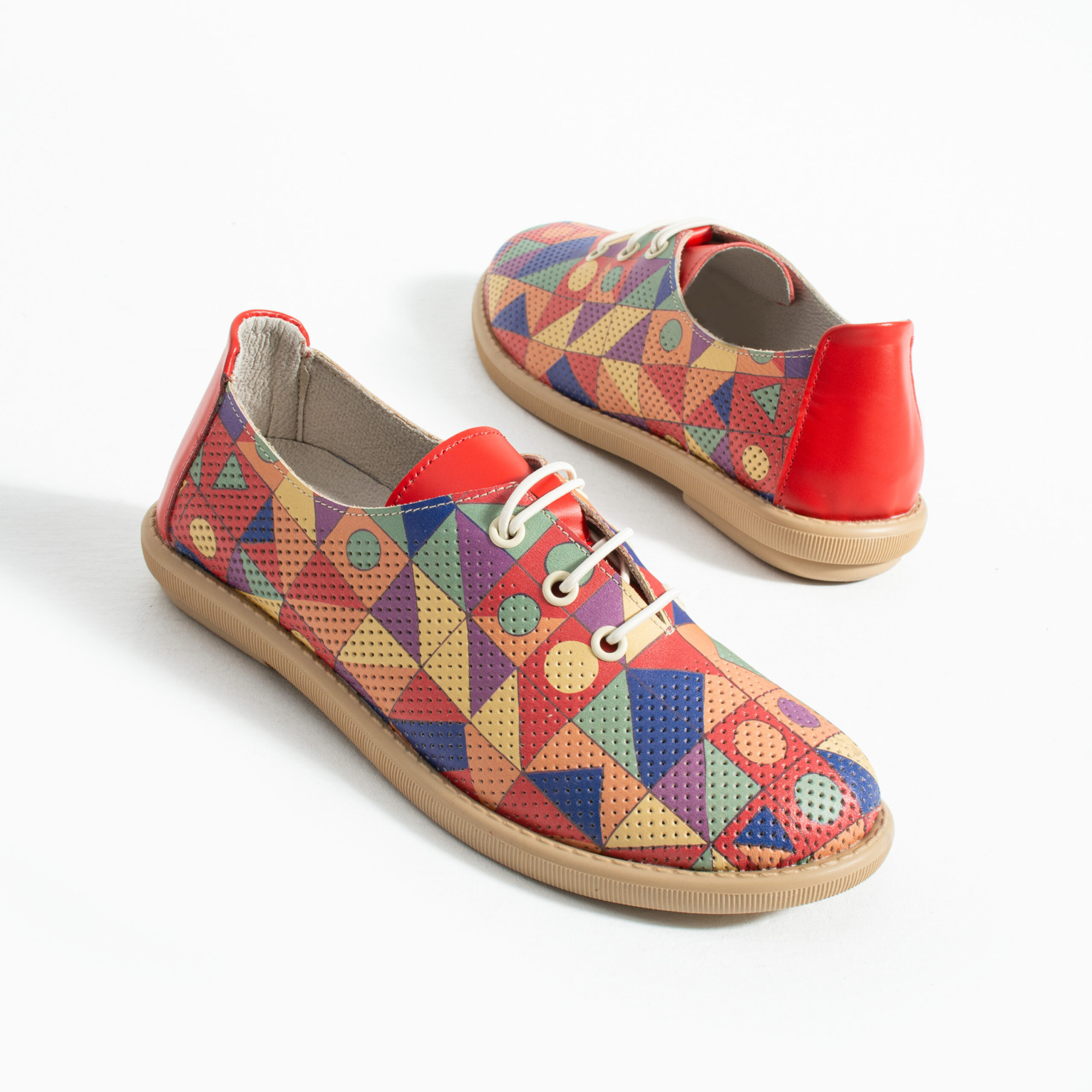 Scarpe comodissime in pelle con stampa colorata e memory foam Scarpe casual da donna 6 Scarpe comodissime in pelle con stampa colorata e memory foam - vista laterale