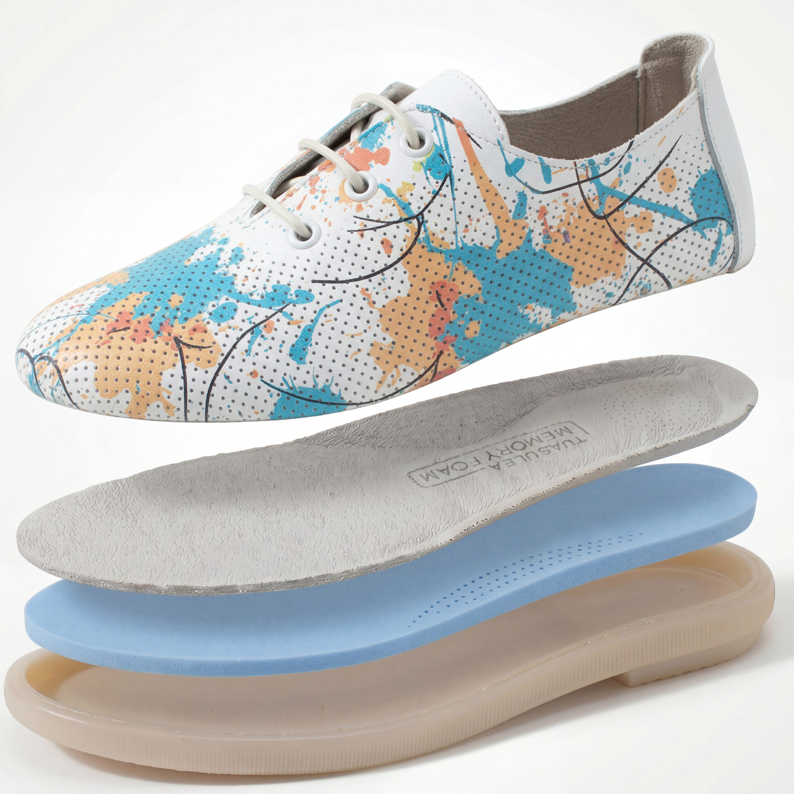 Scarpe comodissime da donna in pelle colorate con memory foam Scarpe casual da donna 7 Scarpe comodissime da donna in pelle colorate con memory foam - vista dall'alto
