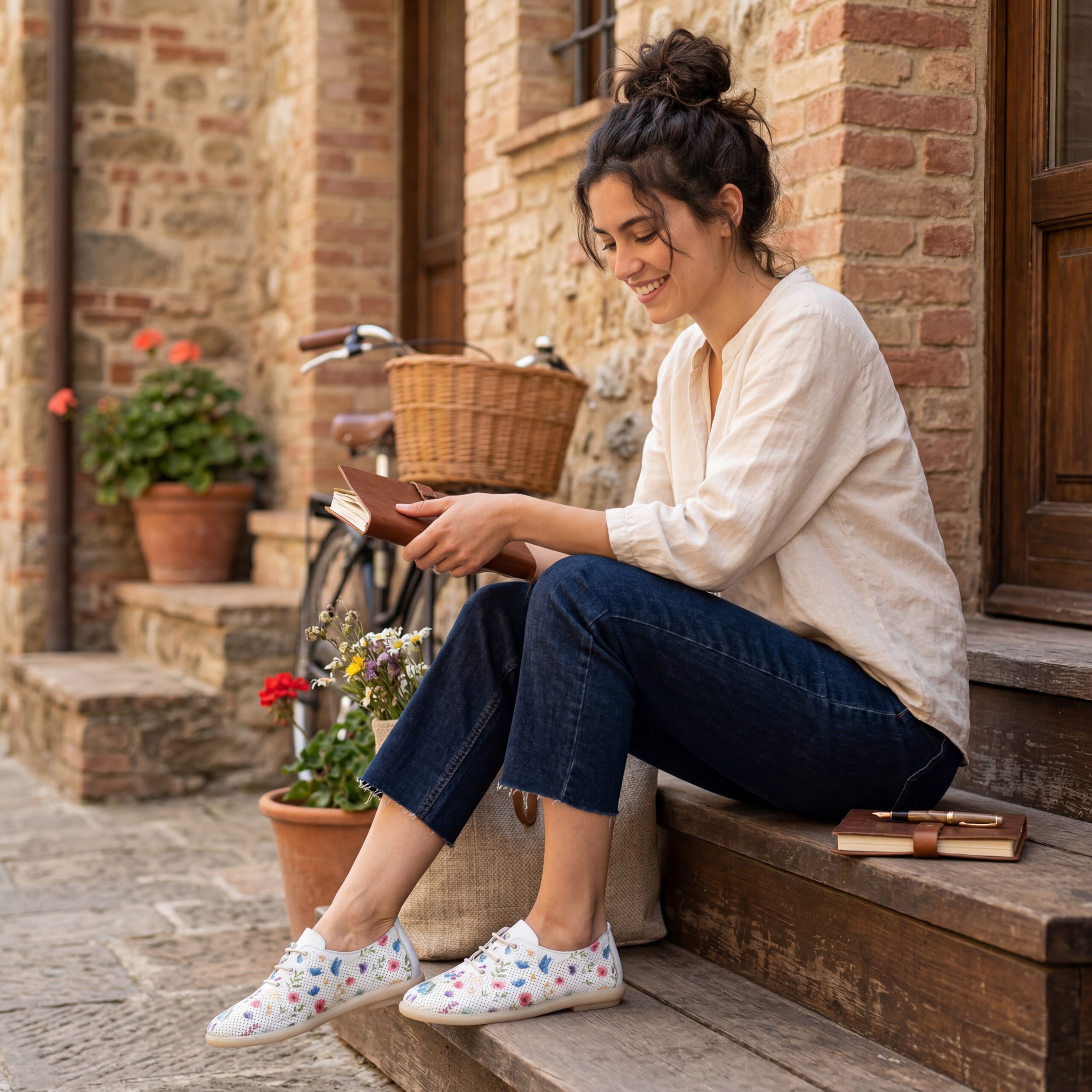 Scarpe comodissime da donna in pelle con memory foam – motivo floreale Scarpe casual da donna 8 Scarpe comodissime da donna in pelle con memory foam - motivo floreale - dettaglio
