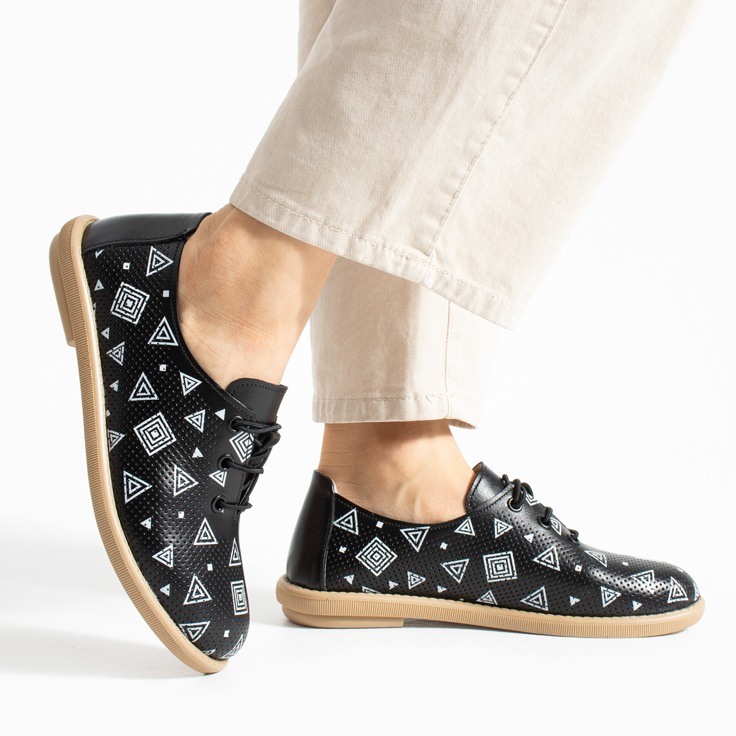 Scarpe comodissime nere da donna in pelle con memory foam Scarpe casual da donna 4 Scarpe comodissime nere da donna in pelle con memory foam - Естествена кожа