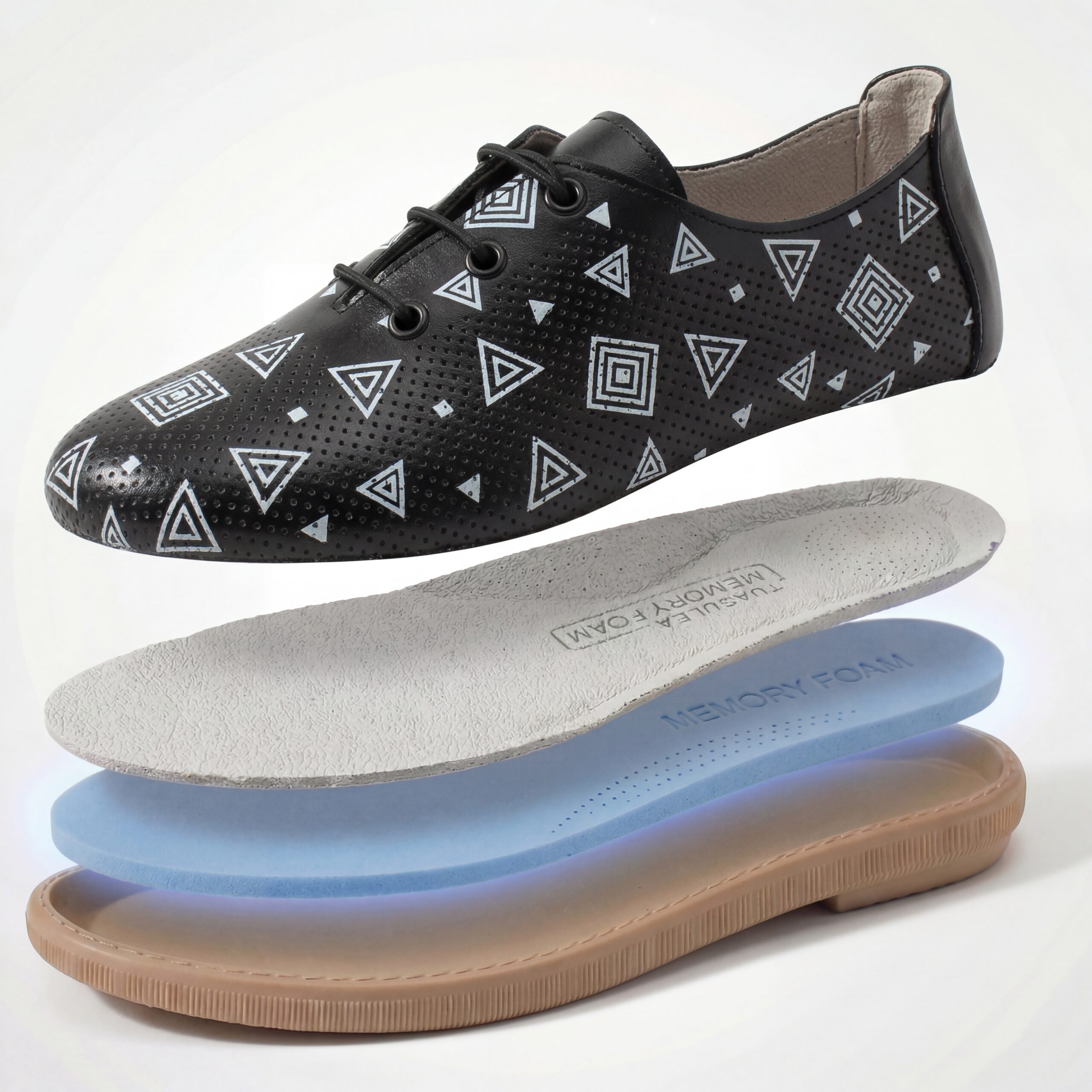 Scarpe comodissime nere da donna in pelle con memory foam Scarpe casual da donna 7 Scarpe comodissime nere da donna in pelle con memory foam - vista dall'alto