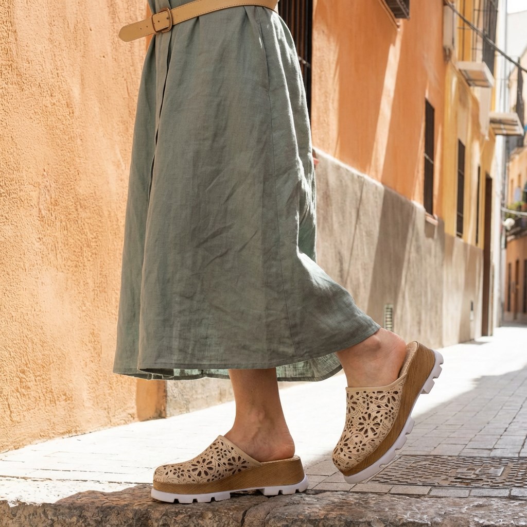 Zoccoli chiusi beige da donna in pelle Sabot da donna 9 Zoccoli chiusi beige da donna in pelle