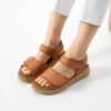 Ciabatte da donna estive beige in pelle naturale Sandali e ciabatte da donna Monocolore 6 Sandali da donna in pelle con plantare estraibile e strappo