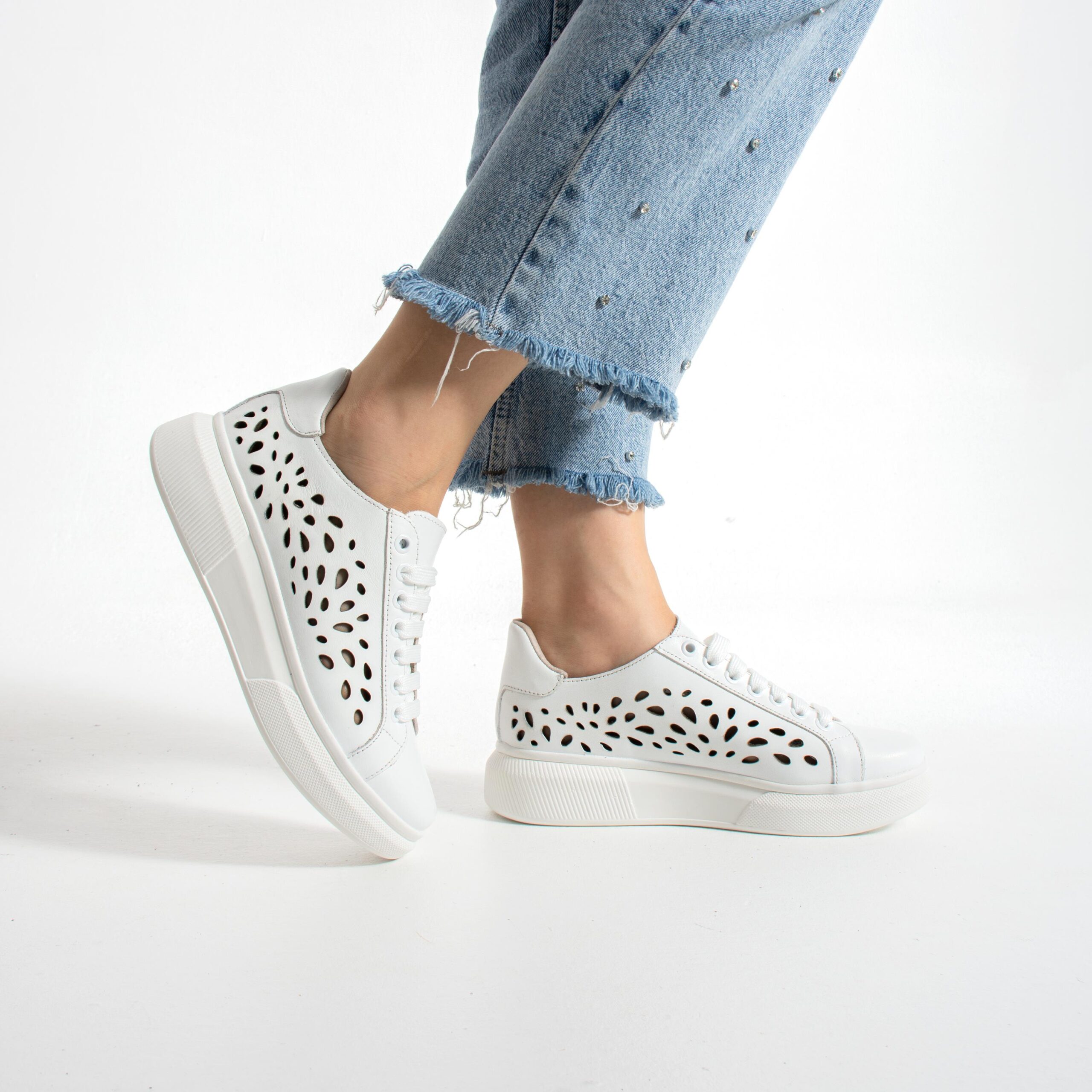 Sneakers bianche eleganti da donna in vera pelle Sneakers da donna 3 Sneakers da donna Timeless Breeze Whit от Естествена кожа
