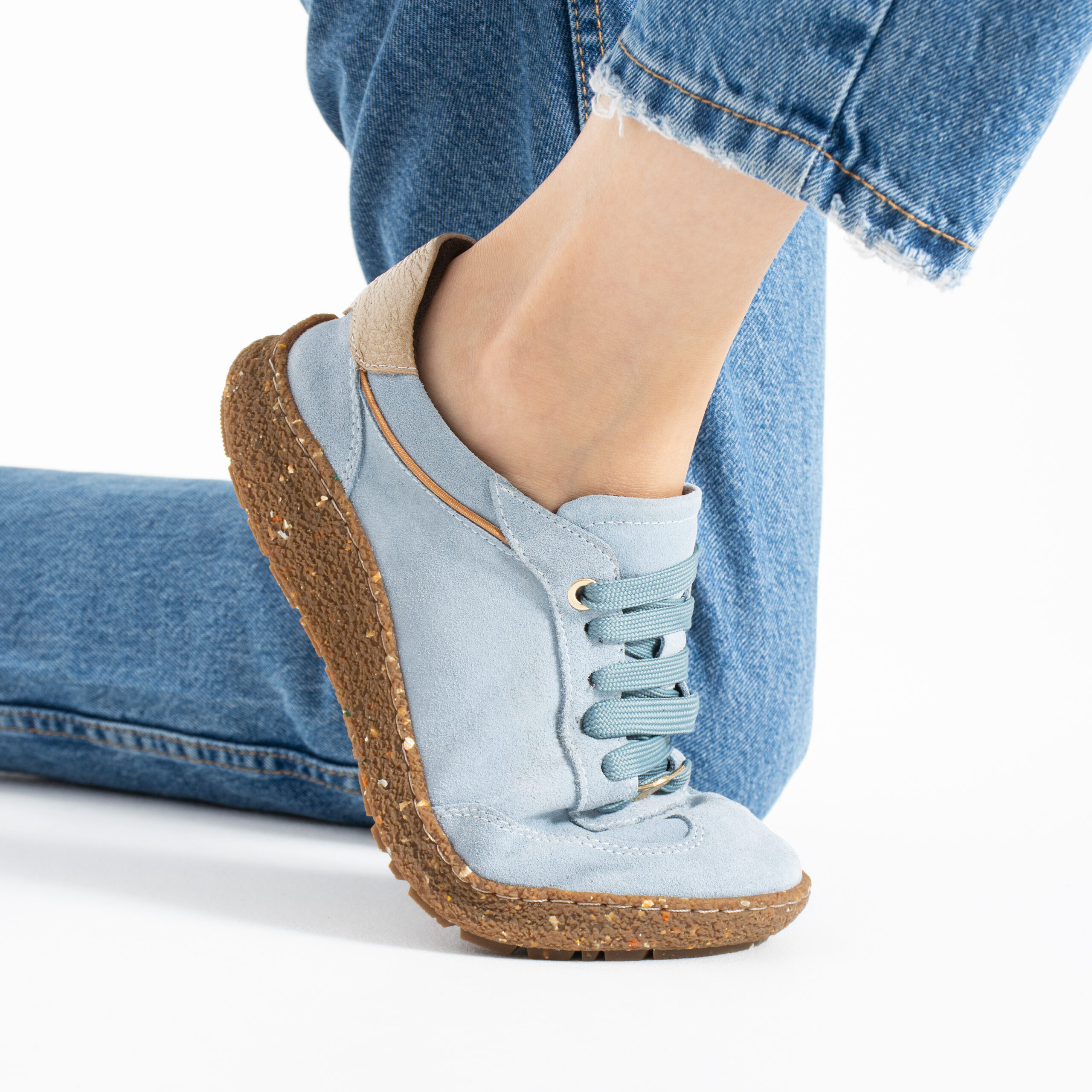 Scarpe barefoot da donna in pelle scamosciata con pianta larga Sneakers da donna 5 TSL Barefoot Icon Sky - Blu - Pelle scamosciata