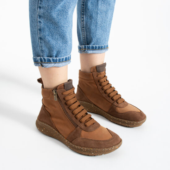 Stivaletti barefoot da donna in vera pelle con punta ampia Stivaletti e anfibi donna Stivaletti barefoot da donna in vera pelle con punta ampia - TSL Barefoot North Caramel
