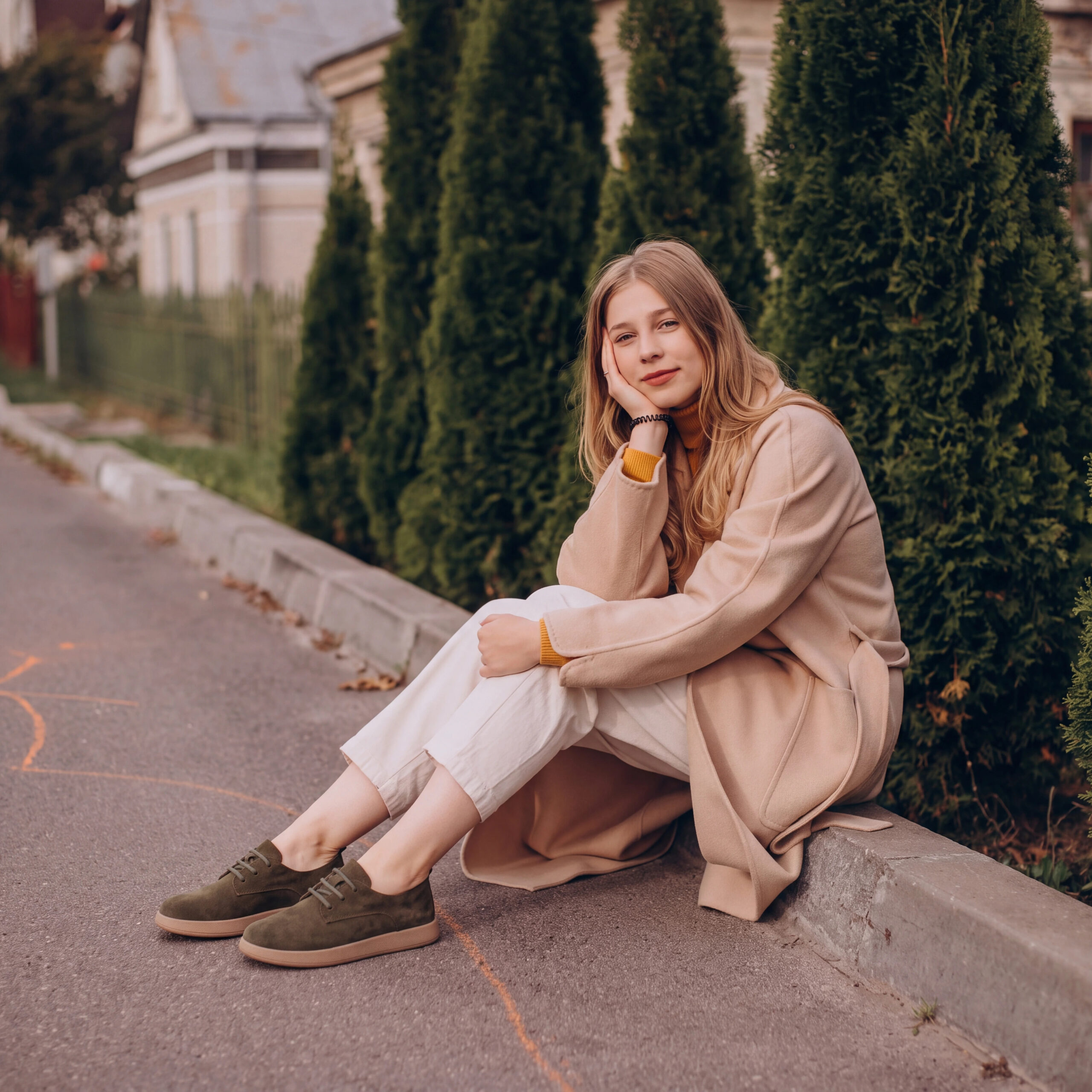Scarpe da donna in pelle scamosciata con memory foam Scarpe casual da donna 3 Donna TSL Memory Alma Olive от Естествен велур