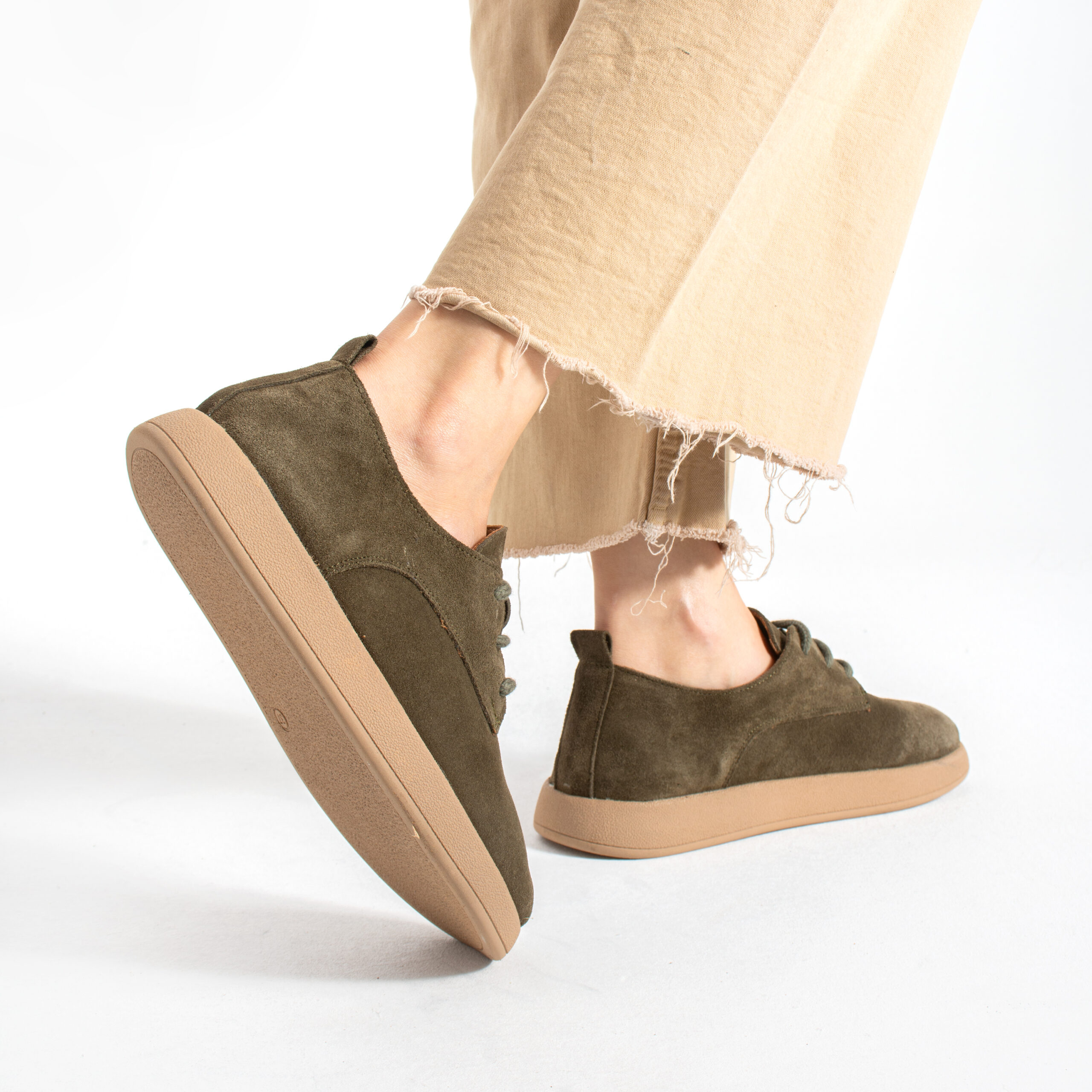 Scarpe da donna in pelle scamosciata con memory foam Scarpe casual da donna 5 TSL Memory Alma Olive 10983 Зелен