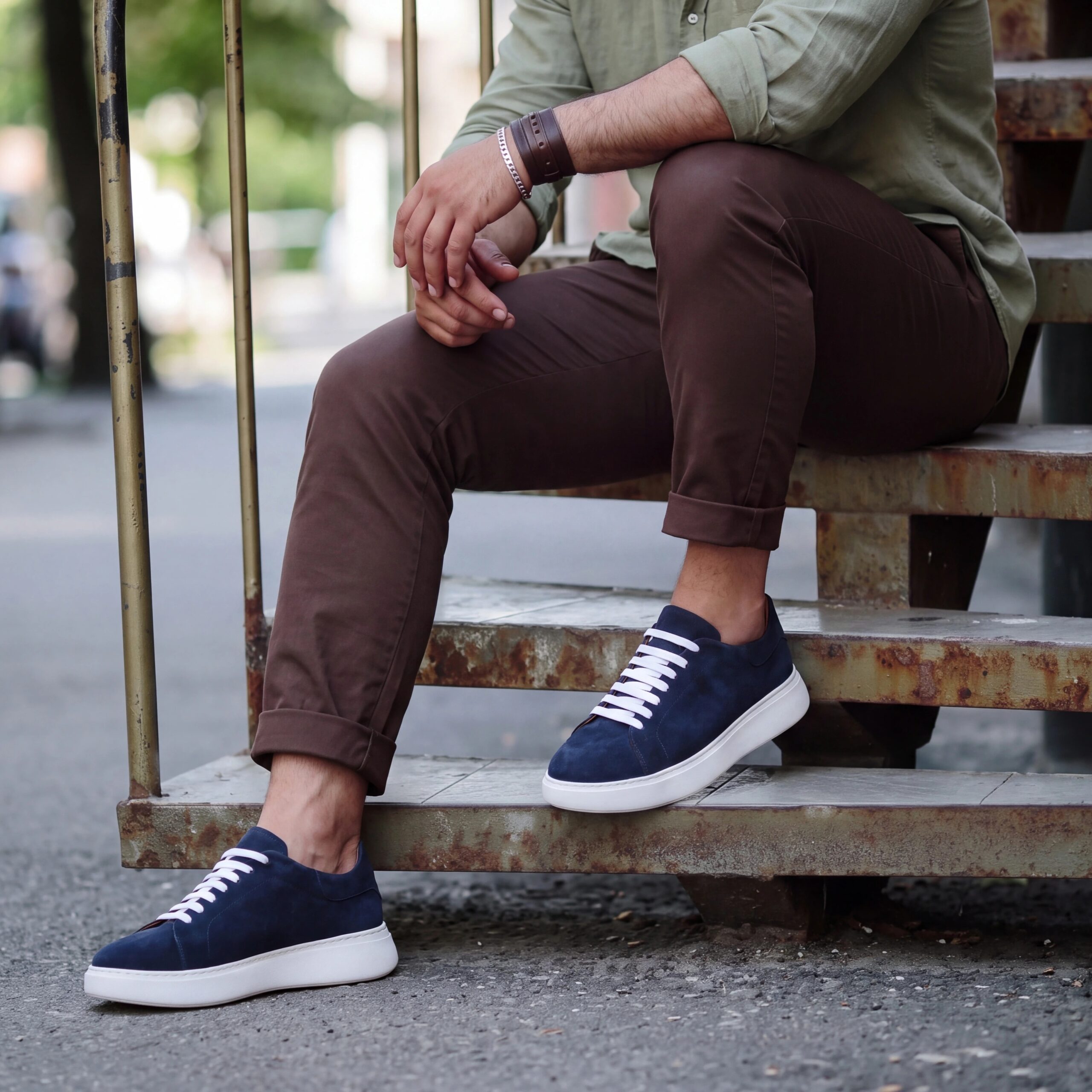 Sneakers uomo in vera pelle scamosciata Sneakers uomo 2 Sneakers uomo in vera pelle scamosciata - Син