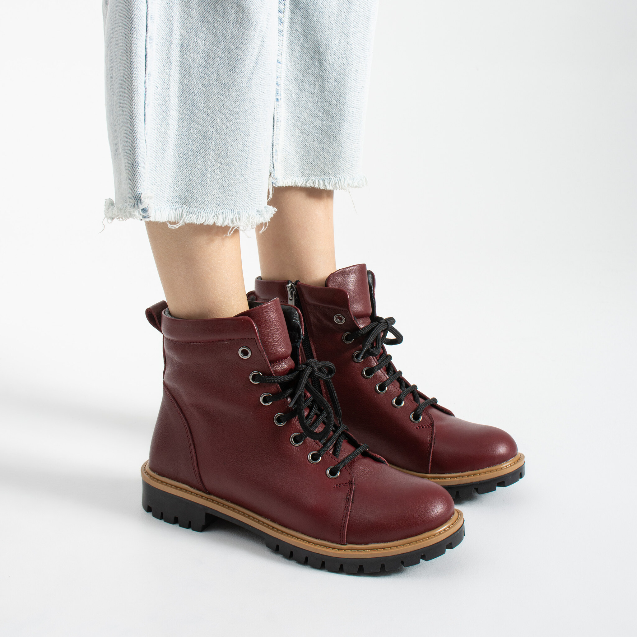 Anfibi bordeaux da donna in pelle Stivaletti e anfibi donna Anfibi bordeaux da donna in pelle - TSL Memory Rebel Ruby