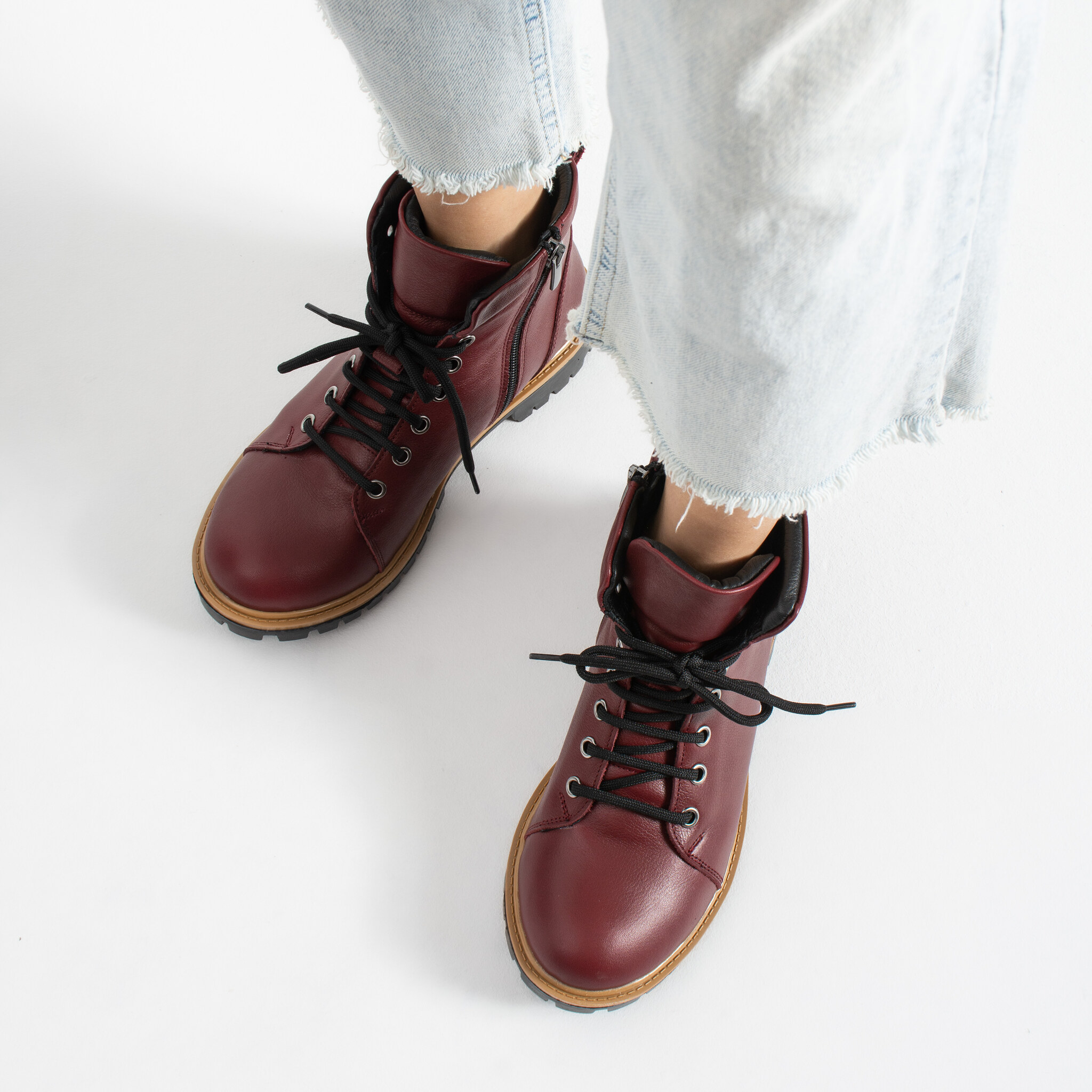 Anfibi bordeaux da donna in pelle Stivaletti e anfibi donna 3 Stivaletti e anfibi donna - TSL Memory Rebel Ruby