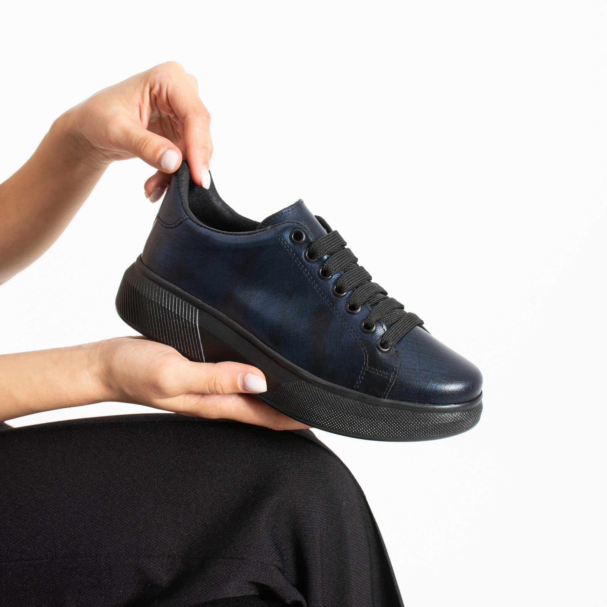 Sneakers eleganti da donna in vera pelle Sneakers da donna 5 TSL Timeless Midnight - Blu - Pelle