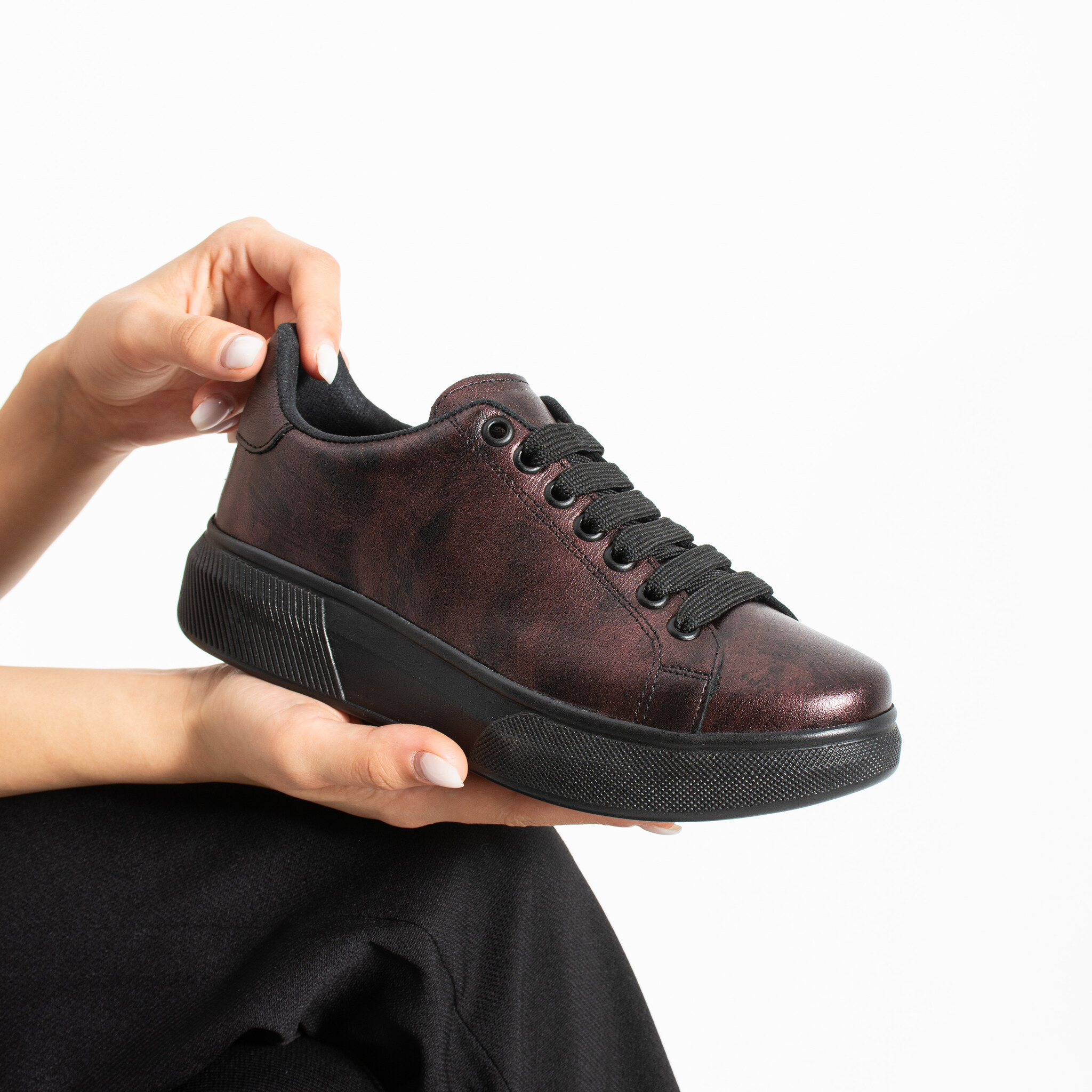 Sneakers eleganti da donna in vera pelle Sneakers da donna 5 TSL Timeless Vintage - Rosso - Pelle